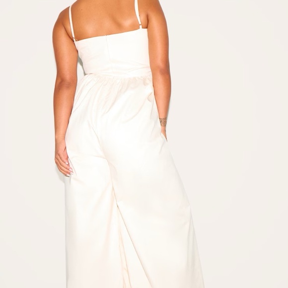 PLUS CREAM PREMIUM RUCHED CORSET DETAIL WIDE LEG JUMPSUIT - Picture 4 of 5